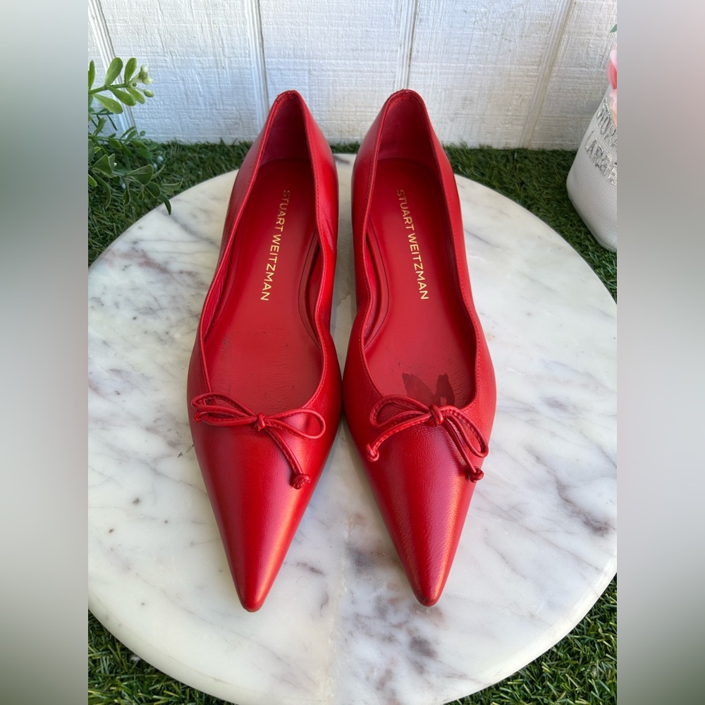 Stuart Weitzman Landon Pointed Toe Ballet Flat women
$395 Sz 7.5
Color:Cherry